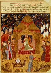 Dschingis Khan in seinem Zelt von Rashid al-Din